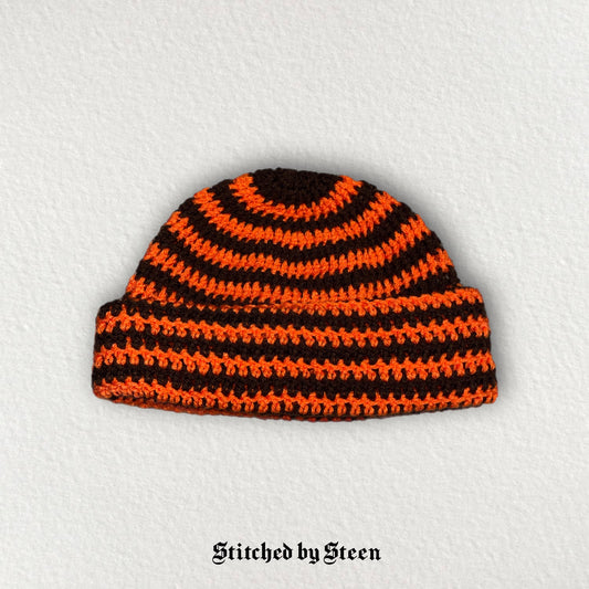 Orange and Brown Slouchy Beanie