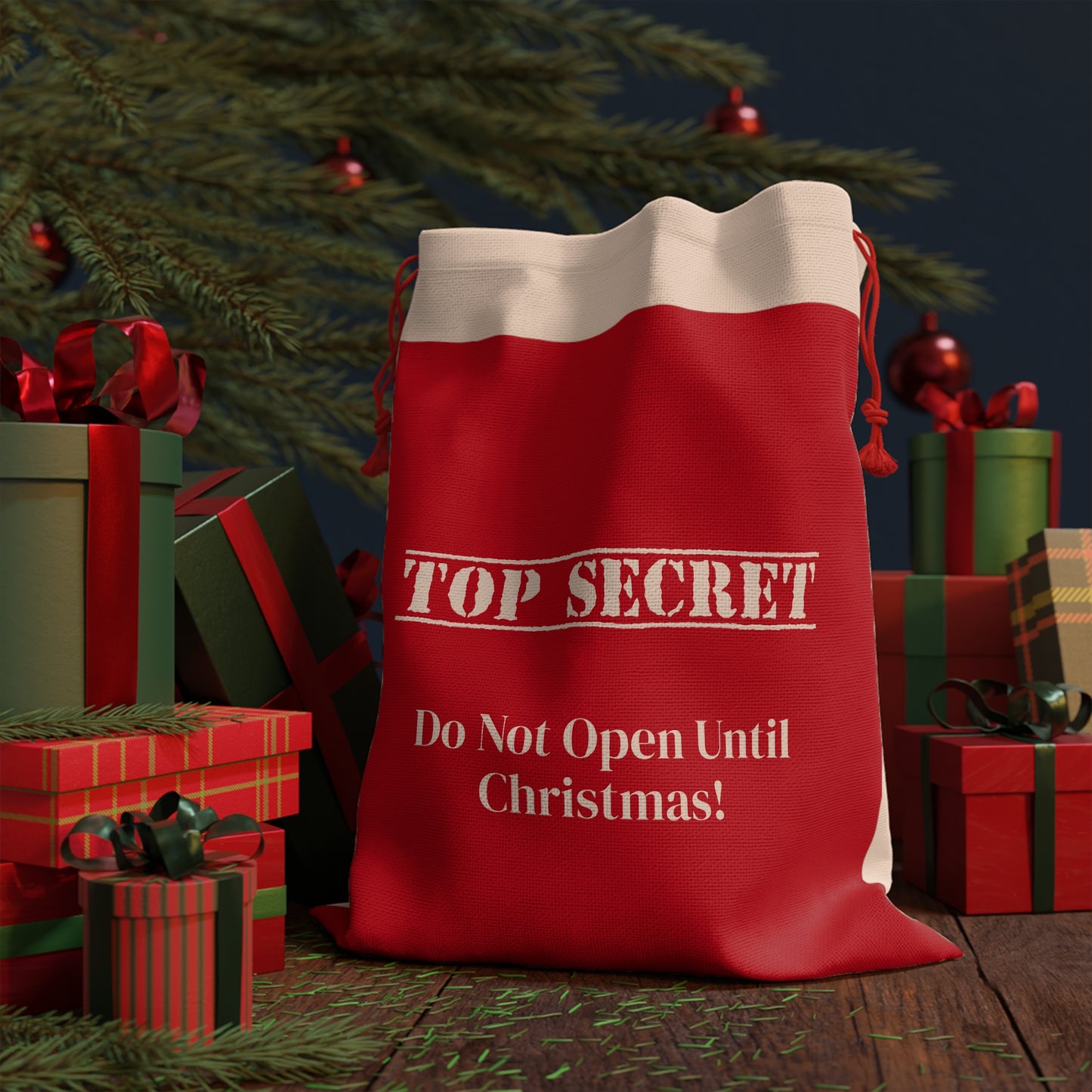 Christmas Gift Bag - 'Top Secret' Design, Do Not Open Until Christmas!