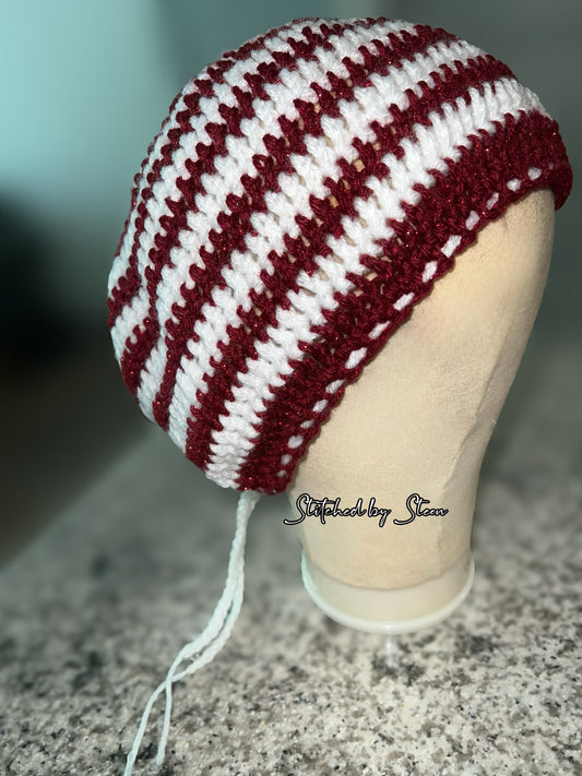 Striped Drawstring Tam Hat